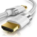 Primewire - 1,5m High Speed 8K HDMI Kabel 2.1, Ethernet ARC 3D 4K Ultra HD 7680x4320 @ 120 Hz HDTV Full HD, Weiß/Silber