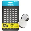 ABSINA AG10 LR1130 Knopfzelle 5x 10er Pack - 1,5V Alkaline Knopfzellen