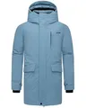 STONE HARBOUR Herren warmer langer Wintermantel mit magnetischer Abdeckleiste und Brusttasche Emriis XX Frosty Blue Gr. XXL