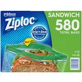 Ziploc Easy Open Tabs Sandwichbeutel, 580er Pack (145 Stück, 4 Packungen), Kunststoff, Selbstklebend, Farblos, Rechteckig, Wegwerfbar