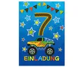 Junapack 12 Einladungskarten zum 7. Kindergeburtstag siebte Geburtstag Jungen Monster-Truck Auto Geburtstagseinladungen