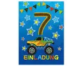 JUNAPACK Einladungskarten Auto zum 7. Kindergeburtstag Jungen Einladungen Karten Monster Truck, Einladungskarten mit einem Monster Truck Motiv zum siebten Geburtstag