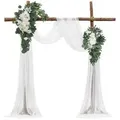 VEVOR Blumenset für Hochzeit Bogen, wei_e Blumen für Traubogen mit Vorhängen (4er-Set) _ 2 Blumenarrangements, 2 transparente Vorhänge, für Zerem