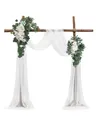 VEVOR Blumenset für Hochzeit Bogen, weiße Blumen für Traubogen mit Vorhängen (4er-Set) – 2 Blumenarrangements, 2 transparente Vorhänge, für Zeremoniensträuße, Empfangshintergrunddekoration