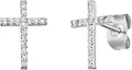 Paar Ohrstecker "Kreuz, ERE-LILCROSS-ZI-ST, ERE-LILCROSS-ZI-STG", Made in Germany - mit Zirkonia (synth.) silberfarben-kristallweiß + kristallweiß