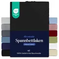 Dreamzie Premium Spannbettlaken 200x200 cm, Spannbetttuch für Dicke Matratzen bis zu 27 cm, Bettlaken 100% Jersey Baumwolle, 150 g/m², Oeko-TEX Zertifiziert - Schwarz