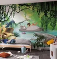 Disney Fototapete Dschungelbuch Fotomotiv Wandtapete Balu Mowgli Grün, Matt
