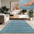 Paco Home - Moderner Wohnzimmer Teppich Kurzflor Waschbar Weich Einfarbig Felloptik Anti-rutsch Türkis, 200 Cm Quadrat