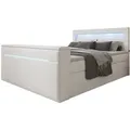 Luxusbetten24 Boxspringbett Repos, mit TV Lift, USB und LED weiß 160 cm x 200 cm