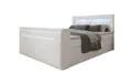 Luxusbetten24 Boxspringbett Repos 160x200 Doppelbett Polsterbett Bett mit TV Lift, USB und LED | Bezug: Kunstleder | Farbe: Weiß | Härtegrad: H3 (70-100kg)