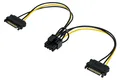 Poppstar 1x 20 cm PCI-Express Y Grafikkarten-Stromkabel 2x Sata auf PCIe 8-polig