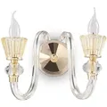 Ideal Lux Wandleuchte STRAUSS, 2-flammig, E14, Roségold / Glas klar / Bernstein-Kristall IDEA-140599