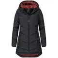 SUBLEVEL Steppjacke Damen Mantel mit Kapuze lange Winter Jacke Parka Stehkragen, Kapuze, flauschig, kuschelig, warm, Outdoor, Mantel schwarz XL -42