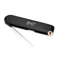 BURNHARD® Einstich-Thermometer klappbar, Grillthermometer, Bratenthermometer, Ultraschnelle Messung, 1,5mm Messspitze, 180° Invisible-Off LED-Display, USB Akkubetrieben