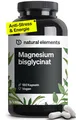 natural elements Magnesiumbisglycinat – Chelatiertes Magnesium – 180 Kapseln – 300mg Magnesium/Tag