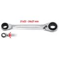 KS TOOLS 503.4553 4 in 1 GEARplus umschaltbar Doppel-Ratschenringschlüssel, 21x2