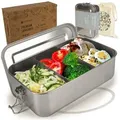Dimono Lunchbox Dimono Edelstahl Brotdose – Auslaufsichere Lunchbox mit Trennwand, Edelstahl, BPA-frei, plastikfrei, (Auslaufsichere Bento-Box, Brotzeit-Dose aus Edelstahl), mit Fächer 1400 ml