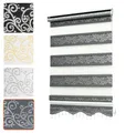 Bailena® Doppelrollo Klemmfix ohne Bohren - 4in1 Duo Rollo mit Muster Grau Silber Glitzernd 100x200cm - Ranken & Blumen Motiv Doppelrollo mit Perlen - Gardinen Rollos für Fenster & Tür