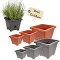 Pflanzkübel Rechteckig Pflanzkübel Groß Außen Blumenkübel Outdoor Pflanztopf Pflanzkasten Blumentopf Wasserspeicher 35x35 cm anthrazit