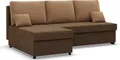 Ecksofa mit Schlaffunktion KEMI, Wohnzimmer Couch, Schlafcouch Ausziehbar, Braun/Capuccino