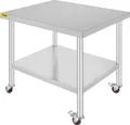 VEVOR Arbeitstisch 91 x 76 x 82 cm Edelstahl Catering Arbeitstisch etwa 160 kg für Belastbarkeit Lebensmittel Zubereitungstisch Gewerbliche Arbeitstisch für Küche Bar Restaurantar 4 verstellbare Füße