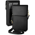 moex Handytasche zum Umhängen für Samsung Galaxy S23 – Kleine Handtasche mit Handyfach und Sichtfenster, 2 zusätzliche Fächer - Handy Umhängetasche Damen, Onyxschwarz