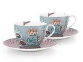 PiP Studio Tasse Flower Festival Tasse mit U. Light Blue 280ml Set2, Porzellan, Set/2 Cups & Saucers Flower Festival Light Blue 280ml