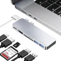 iMounts USB C Hub Silber – HDMI, Thunderbolt, USB 3.0 & SD-Kartenleser Adapter für MacBook Air/Pro M2/M3/M4/M5 (Silver)