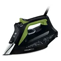 Rowenta Eco Intelligence Dampfbügeleisen, 2500 Watt, kontinuierliche Dampfabgabe: 45 g/Min., Dampfstoß: 180 g/Min., Microsteam400 HD 3De Laserbügelsohle, Anti-Tropf-Funktion, schwarz/grün, DW6330