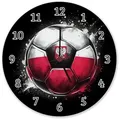 speecheese Wanduhr Fußball Polen Flagge Wanduhr aus Alu 28 cm