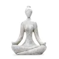 INtrenDU Yoga-Lady Gartenfigur 46cm – Wetterfeste Yoga Figur Frau Polyresin – Dekofigur Garten Terrasse Balkon Innen Außen