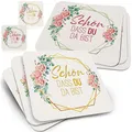 Funke & Brand 50x Untersetzer Bierdeckel Schön, DASS du da bist im floralen Design - Ausgefallene Tisch-Deko für die Hochzeit, Gartenparty oder Geburtstag