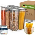 Viwares Vorratsdosen mit Deckel Luftdicht, 6er Vorratsbehälter Set BPA-Frei, Vorratsdose zur Müsli Mehl Aufbewahrung Küche, Praktische Organizer... - Grau