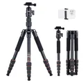 Rollei Compact Traveler No.1 Schwarz, 145cm Stativ Kamera Kompakt Leichtes Reisestativ aus Aluminium Fotostativ mit Kugelkopf Arca Swiss Kompatibel Kamerastativ & Einbeinstativ für DSLR und Smartphone