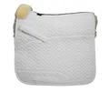 Engel Reitsport | SCHABRA1-D-WEI-MED | Schabracke | Steppstoff | Lammfell im Sattelbereich | Half Lined | Fellkranz vorne | Dressur | Stoff weiß Fell med.