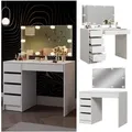 Vicco Schminktisch Thalia Weiß Hochglanz 100 cm mit LED-Beleuchtung
