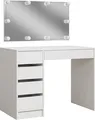 Vicco Schminktisch Thalia, 100 cm mit LED Beleuchtung, Weiß Hochglanz