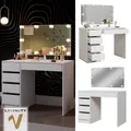 Schminktisch Thalia Weiß Hochglanz 100 cm mit LED-Beleuchtung Livinity