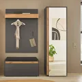 Garderoben Set in anthrazit mit Eiche CRISP-61, 3-teilig modern