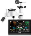 VEVOR 7-in-1-Wetterstation Funk, 7,5-Zoll-Display, solarbetriebener Außensensor, Regenmesser, für Wettervorhersage, Temperatur, Luftfeuchtigkeitsmesser, Windgeschwindigkeit & -richtung (kein WLAN)