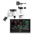 VEVOR 7-in-1-Wetterstation Funk, 7,5-Zoll-Display, solarbetriebener Au_ensensor, Regenmesser, für Wettervorhersage, Temperatur