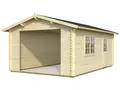 Holzgarage Bausatz 44mm Garage ROGER 470x570cm ohne Tor 44mm Blockbohle