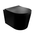 LAVITA Wand-WC Versoni Black Hänge Toilette Toilettendeckel mit Absenkautomatik & Metallscharniere Toiletten Spülrandlos Hängend Spülsystem TORNADO 2.0 Toilettenbecken Schwarz
