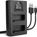 CELLONIC EN-EL9A EN-EL9E EN-EL9 Dual Schnellladegerät kompatibel mit Nikon D3000 D40 D40x D5000 D60 MH-23 + USB Kabel Akkuladegerät Ladekabel Dua... - Schwarz