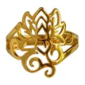 Ring "Om Lotus" (Ø2,5cm) Edelstahl vergoldet offen verstellbar (kleinste Größe 5