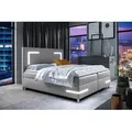 Boxspringbett Schlafzimmerbett ARIANO 120x200cm Grau inkl. Bettkasten und LED - Grau