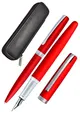 Online Schreib-Set Eleganza I enthält Kugelschreiber, Füller, Echt-Lederetui I Farbe Satin Red I 3-teilig I in hochwertiger Geschenkbox I Füller für Standardpatronen