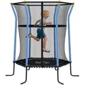 Homcom - Kinder Trampolin Ø163,5 Cm, Indoor Trampolin Mit Sicherheitsnetz Randabdeckung Gummiseil, Kindertrampolin Bis 50 Kg, Für Kinder 3-10 Jahre Blau