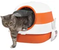 PawHut Katzentoilette mit Deckel, Katzenklo inkl. Sandauslaufpedal, Bodengitter