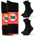OCCULTO Thermosocken Damen & Herren Ultra Thermosocken 2er Pack (Modell: Yuki) (2-Paar) schwarz 35-38